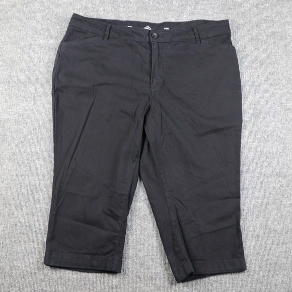 St. John's Bay Pants Womens 16W Black Capri Low Rise Stretch Chino Plus Size - Picture 1 of 16